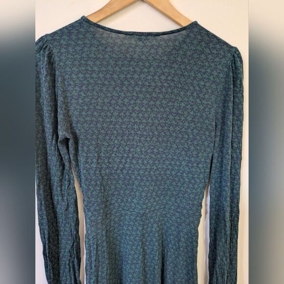 Boden Camille Jersey Midi Dress Green Emerald Night Lily Sprig Long Sleeve 4 - Picture 10 of 10